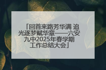 回首来路芳华满 追光逐梦赋华章——六安九中2025年春学期工作总结大会